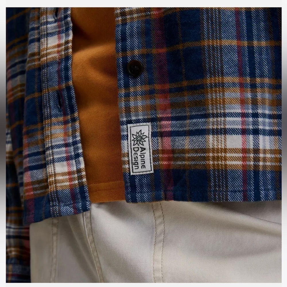 Alpine Design Womens Flannel XL Navy Brown Plaid - Picture 4 of 7
